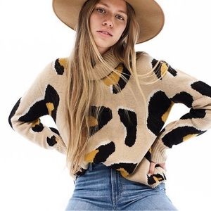 anthropologie leopard turtleneck